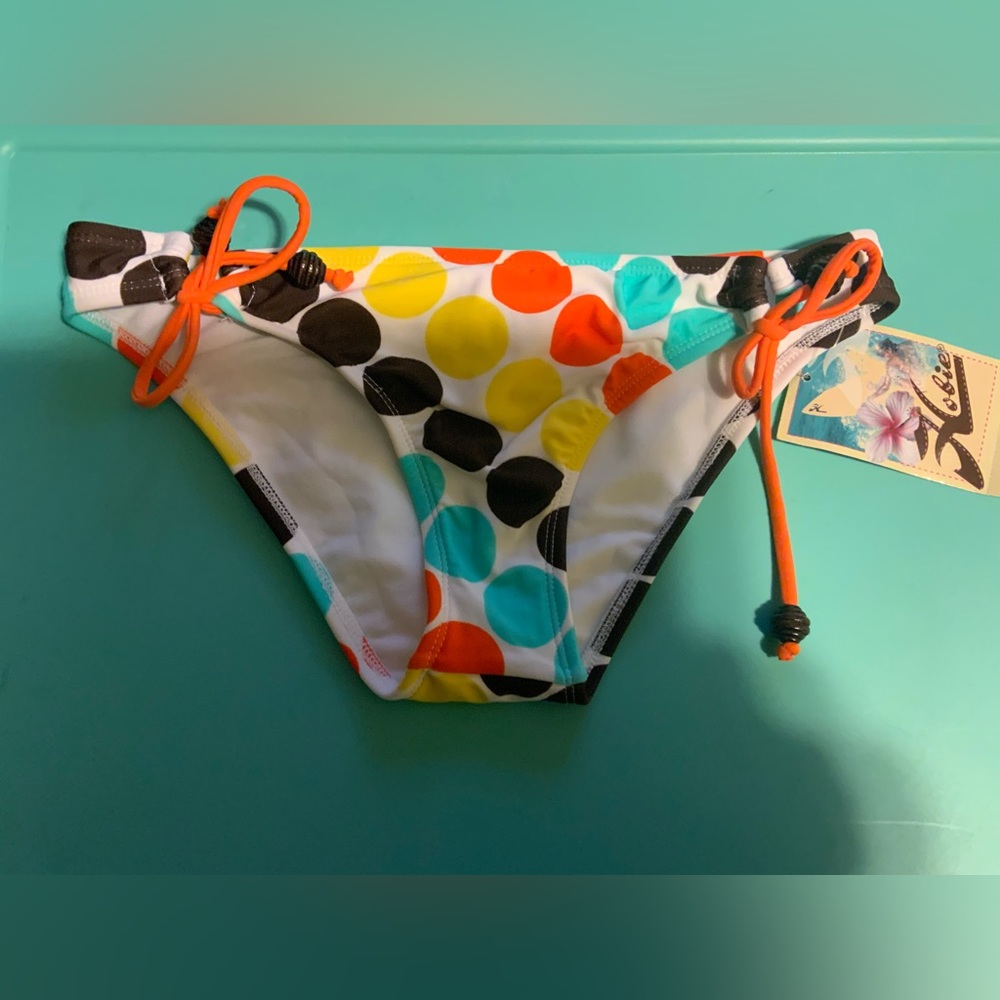 Hobie Women’s Swimsuit Bikini Bottom Separate cheeky Polka Dots Loop Tie Size M
